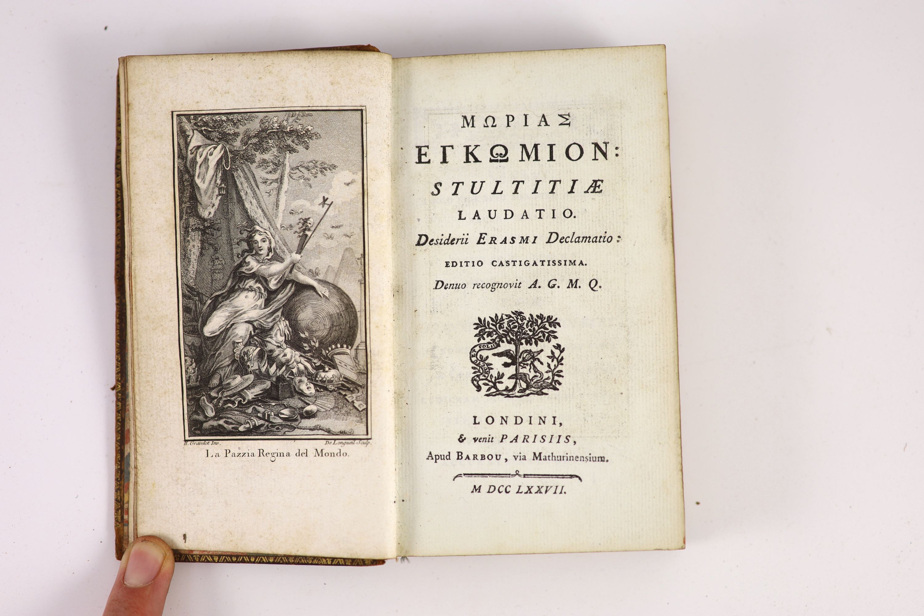 [Erasmus & Thomas More] Desiderii Erasmi & Thomae Mori Joco-Seria, id est Stultitiae Laudatio and Utopia Insula.